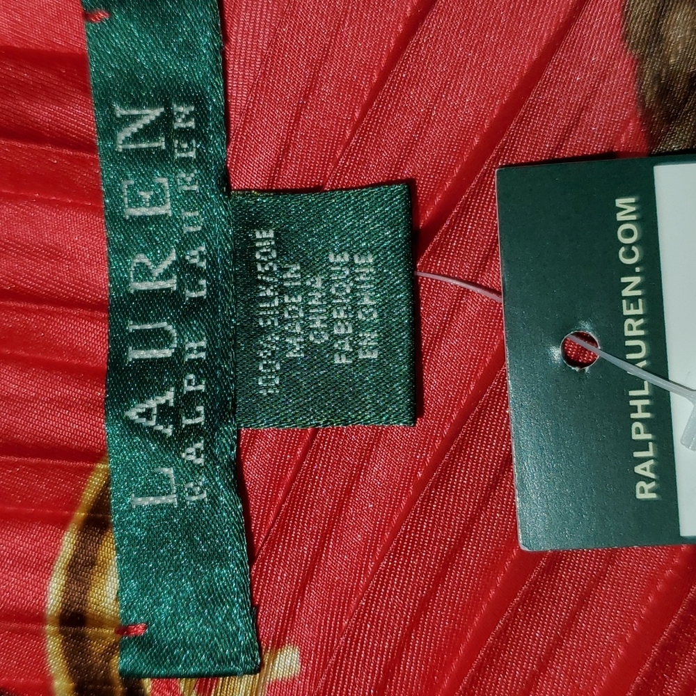 NWT Ralph Lauren Silk Scarf Pleated Buckle
